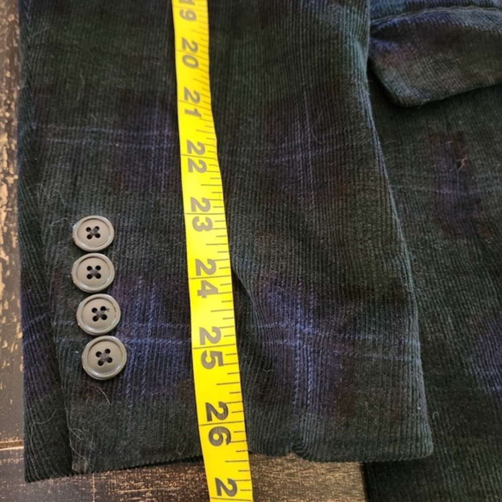 Saddlebred Corduroy Sports Coat Men's 44L Green Tartan Plaid Preppy Holiday - Picture 8 of 13